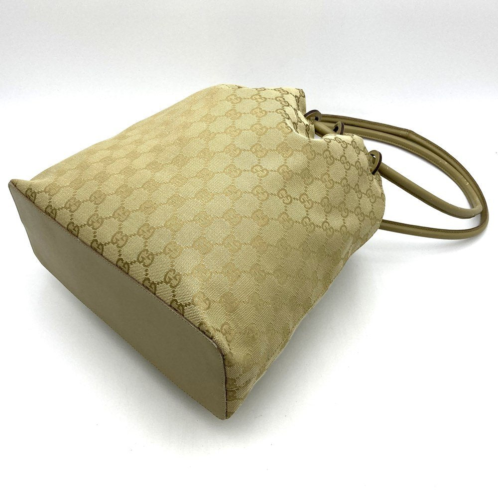 Gucci 90644 Shoulder Bag with Pouch, Beige GG Canvas with Gold Hardware PRE-OWNED
