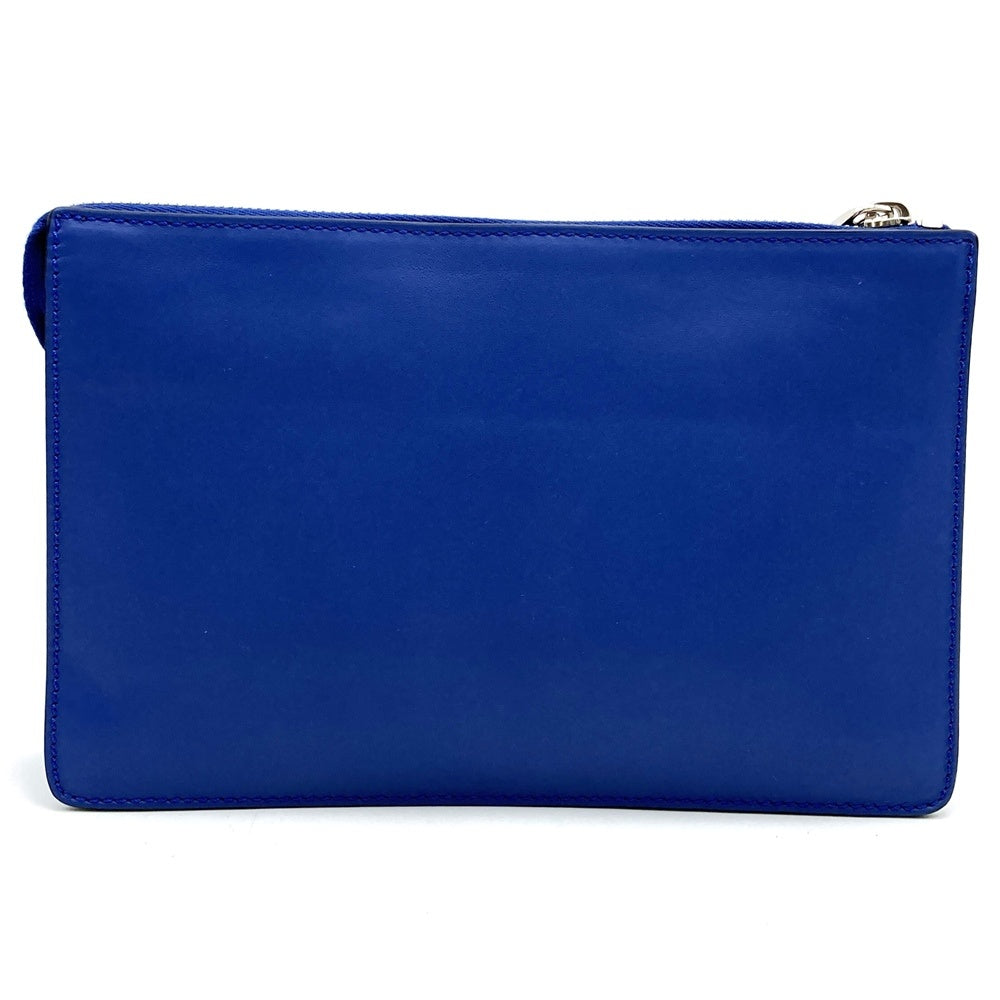 Fendi 7VA350 Vocabulary "Think" Clutch Bag/Pouch Leather Blue Pre-owned