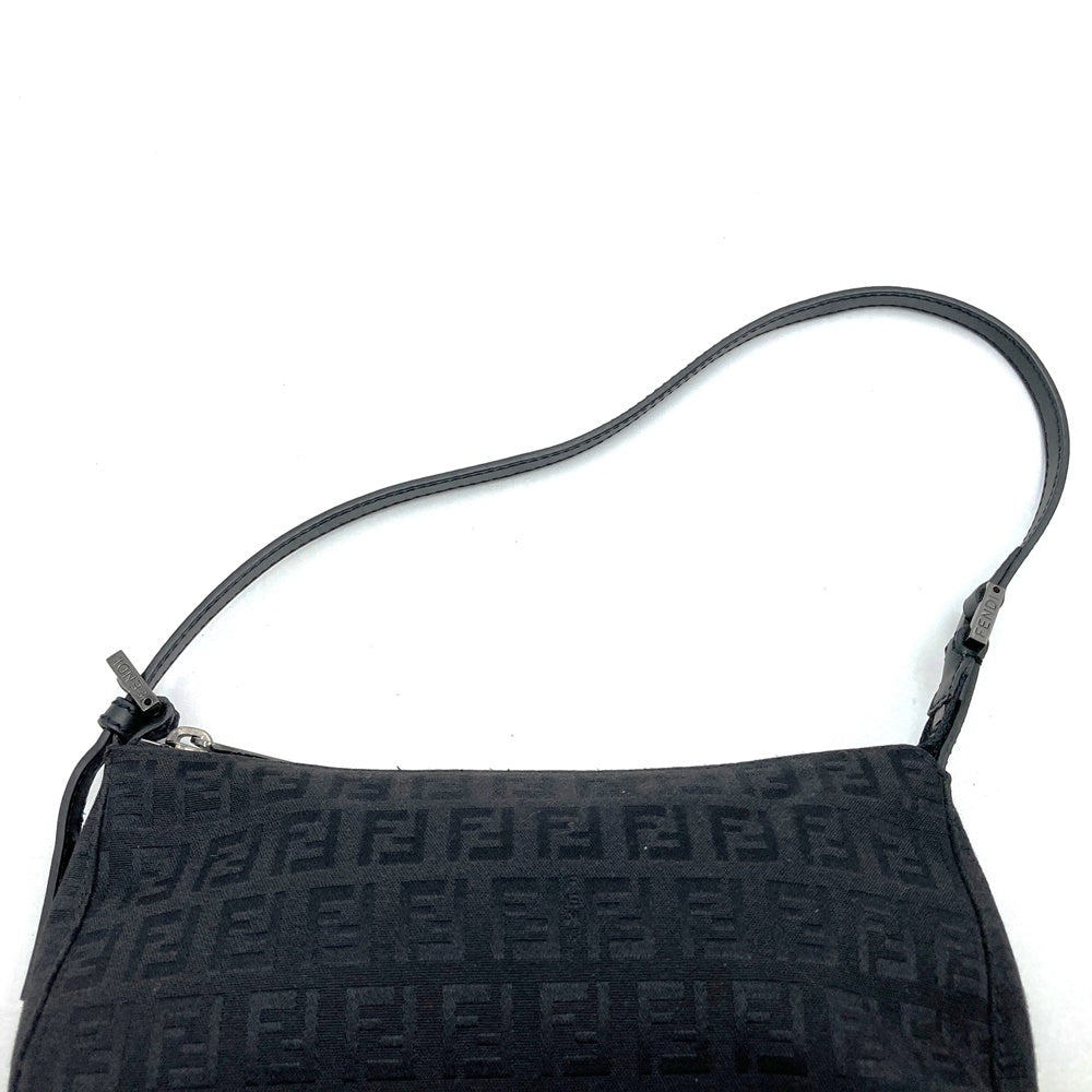 Fendi 8BR249 Zucchino Accessory Pouch Mini Bag in Canvas and Leather, Black PRE-OWNED