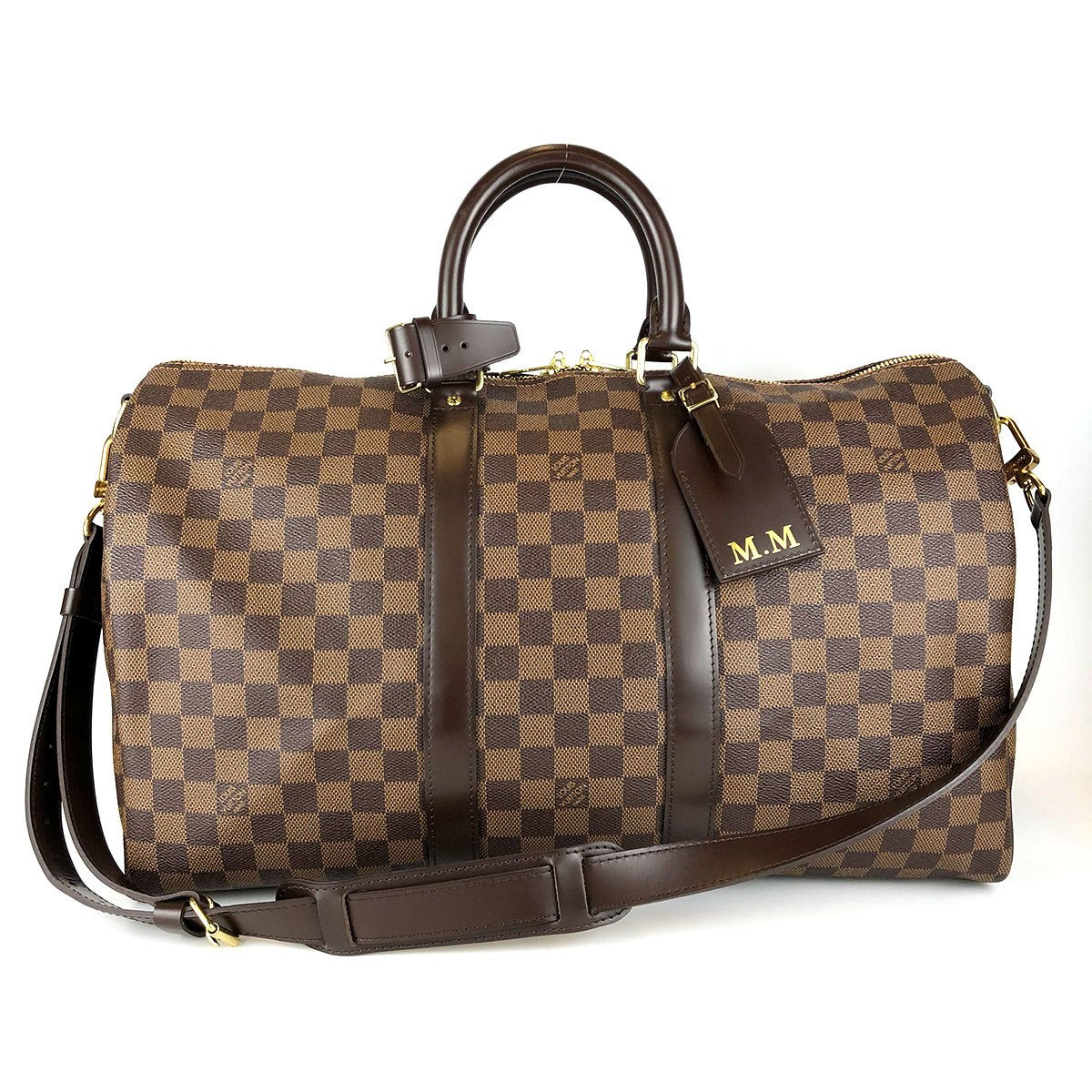 Louis Vuitton Keepall Bandouliere 45 N41428 Boston/Shoulder Bag, 2-Way, Damier Canvas/Leather, Damier Ebene Brown, Travel Bag, Unisex, Women's/Men's PRE-OWNED