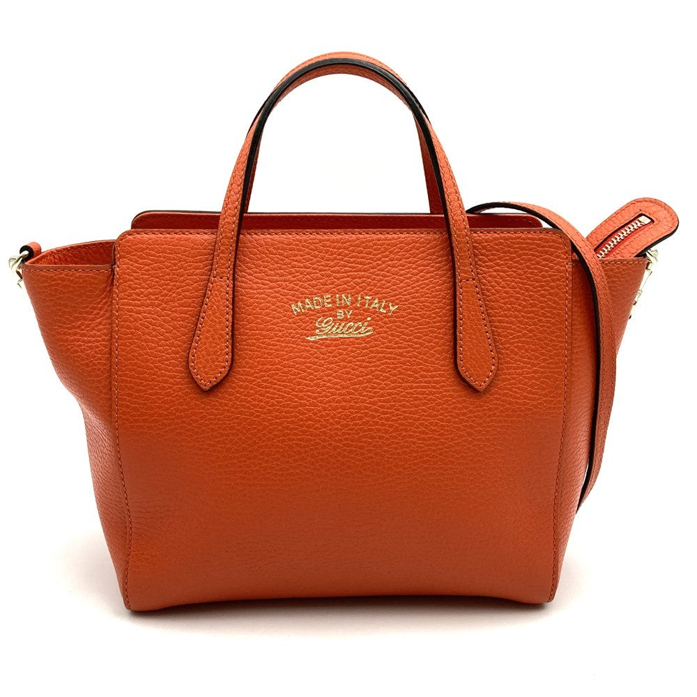 Gucci 368827 Swing Small 2-Way Handbag/Shoulder Bag Leather Orange Pre-owned