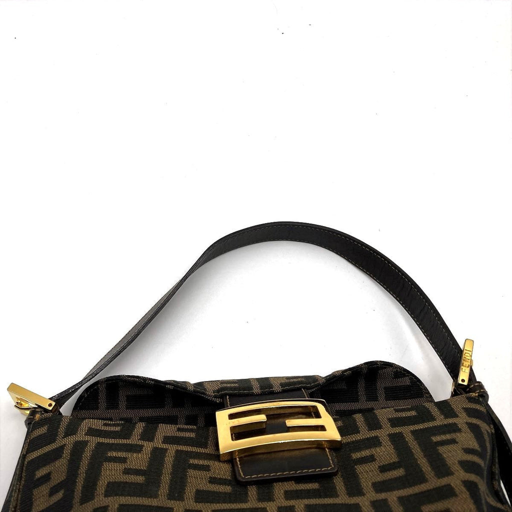 Fendi Mamma Bucket handbag in brown nylon Zucca with gold hardware PRE-OWNED