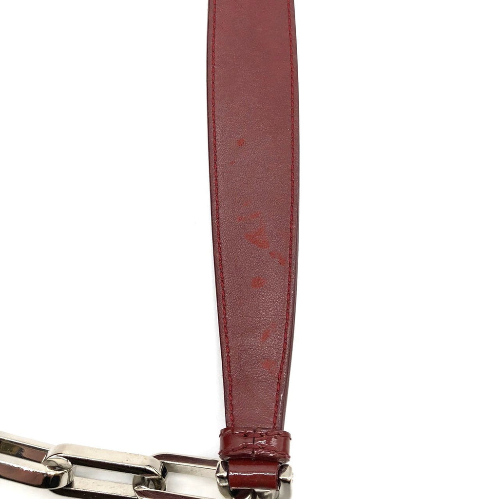 Dior Cannage Chain Shoulder Bag Handbag Red Enamel/Leather PRE-OWNED