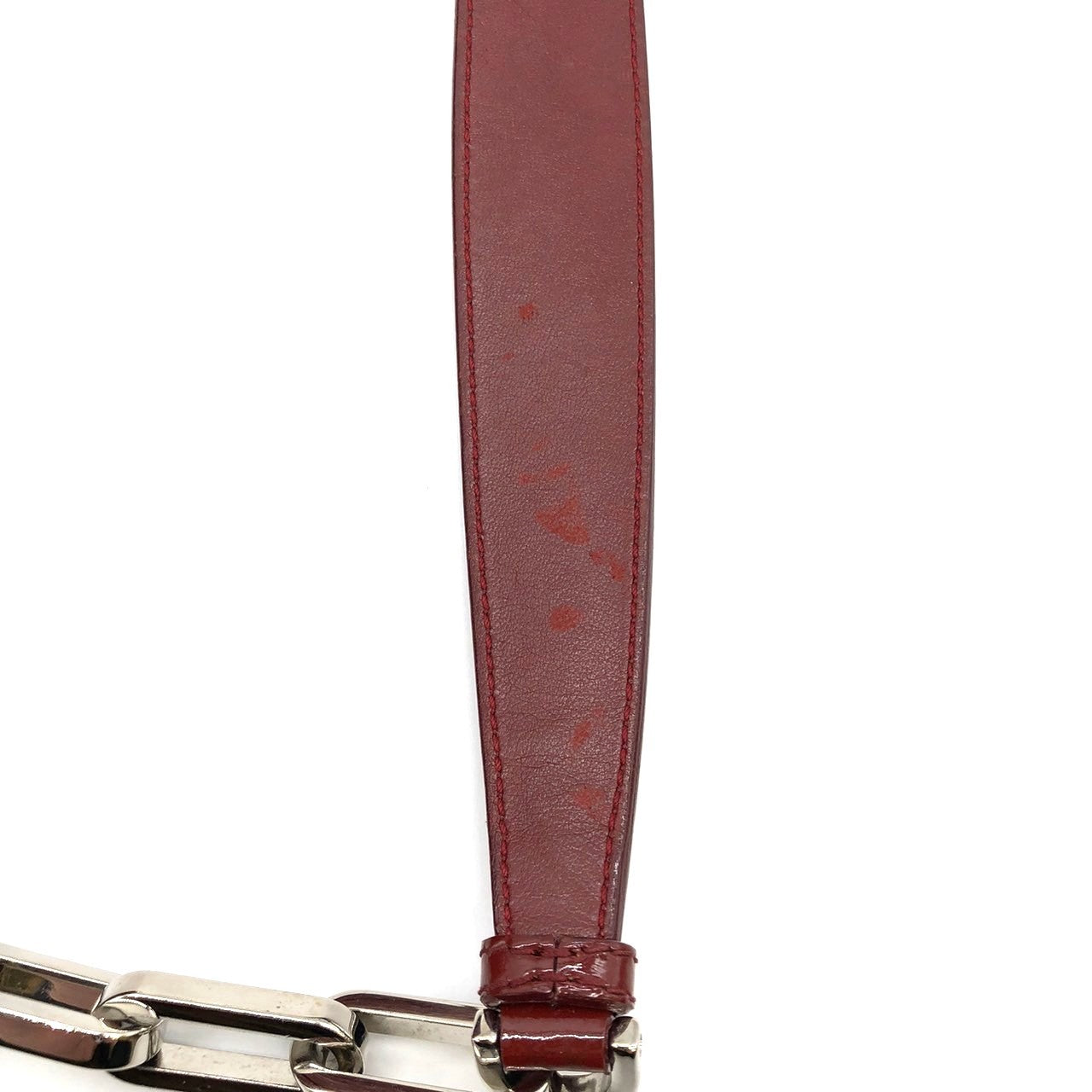 Dior Cannage Chain Shoulder Bag Handbag Red Enamel/Leather PRE-OWNED