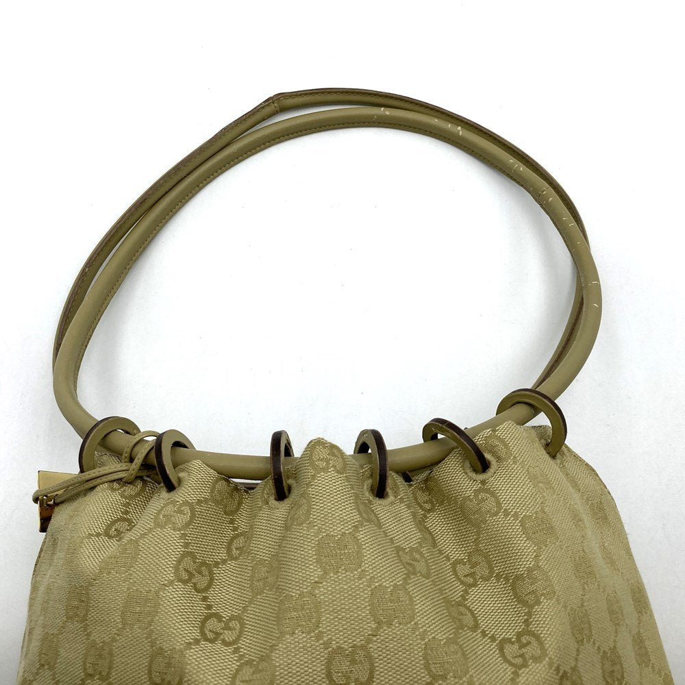 Gucci 90644 Shoulder Bag with Pouch, Beige GG Canvas with Gold Hardware PRE-OWNED