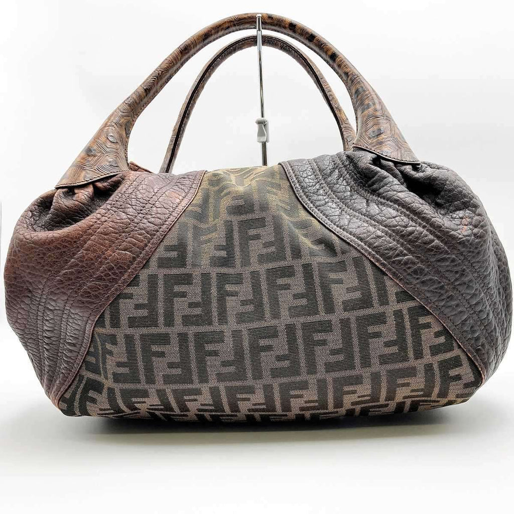 Fendi 8BR511 Spy Bag Handbag in Vintage Zucca Canvas and Leather, Brown PRE-OWNED