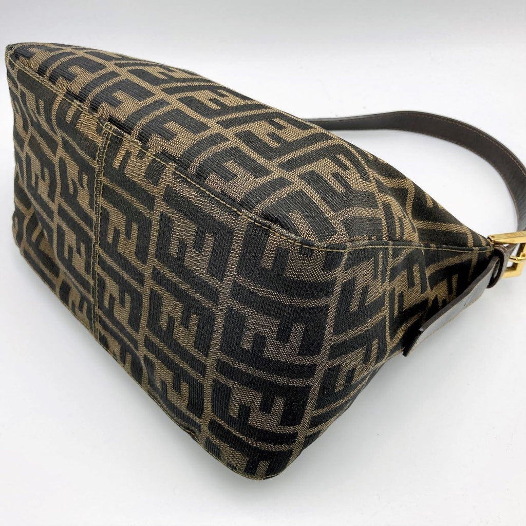 Fendi Mamma Bucket handbag in brown nylon Zucca with gold hardware PRE-OWNED