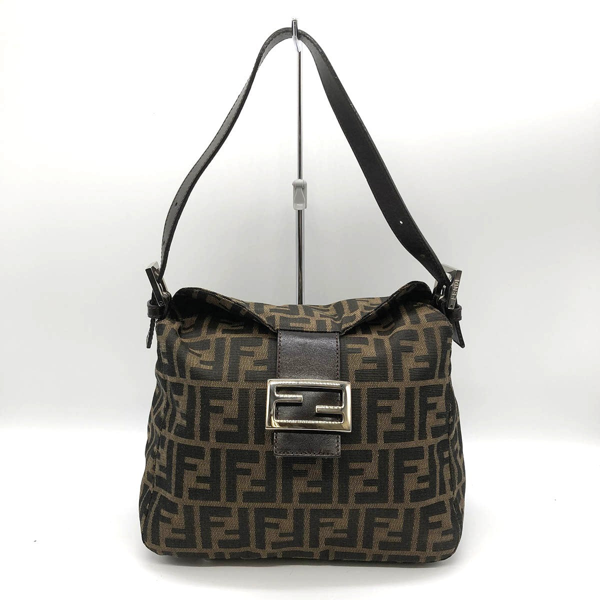 Fendi Mamma Bucket Shoulder Bag Nylon Canvas Brown Pre-owned