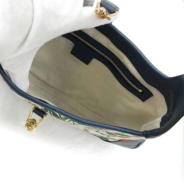 [CLEARANCE]Gucci New Jackie Flora 550152 Shoulder Bag, One-Handle Canvas, Navy, Floral Print PRE-OWNED