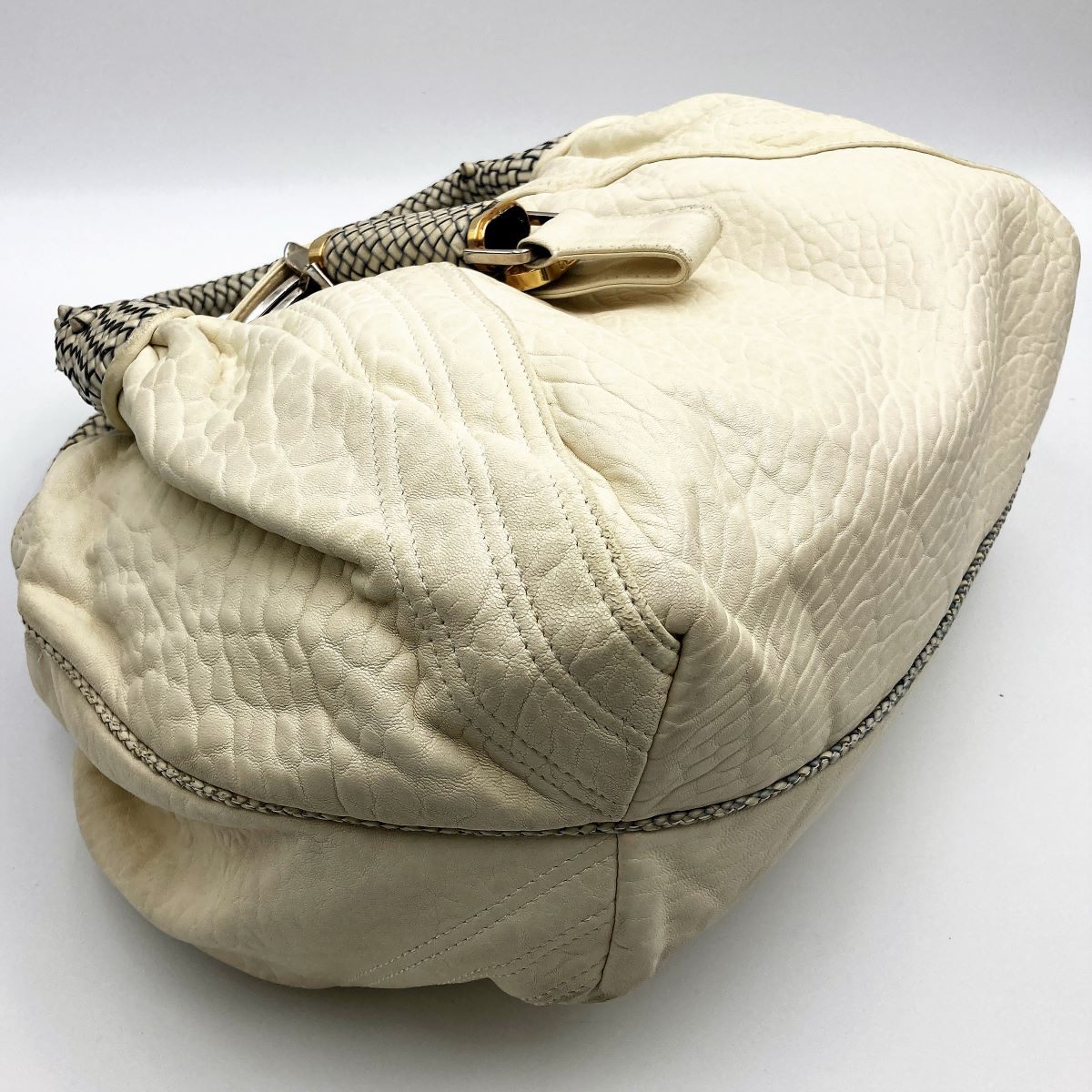 [CLEARANCE]Fendi 8BR511 Spy Bag Handbag in Beige, Ivory, and White PRE-OWNED