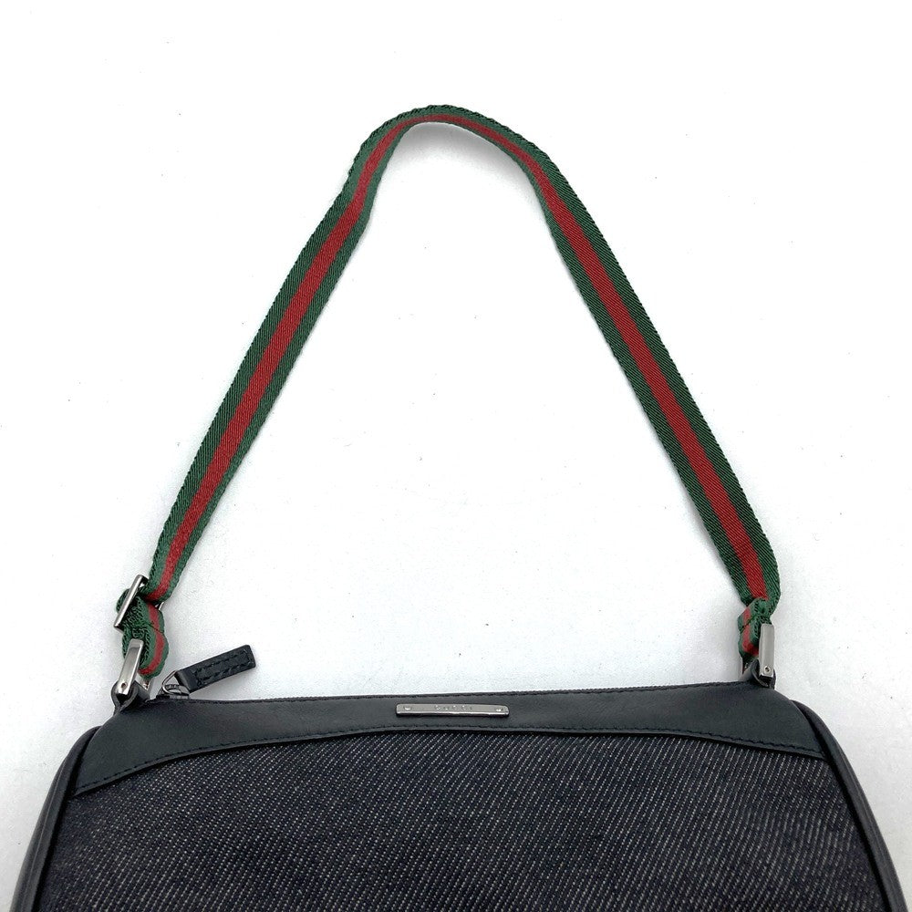 Gucci 92820 Pouch Handbag Black Canvas Sherry Line Brand Name PRE-OWNED