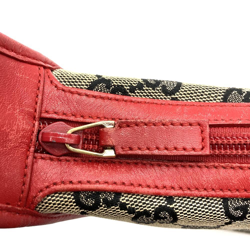Gucci 001 4205 Shoulder Bag GG Canvas/Leather Brown/Red Pre-owned