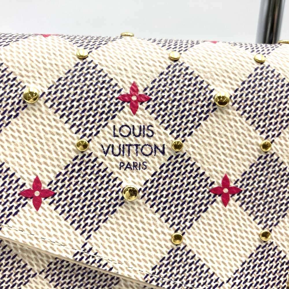 Louis Vuitton N45296 Portefeuille Sarah Bi-fold Long Wallet Damier Azur Canvas Beige/Pink Pre-owned