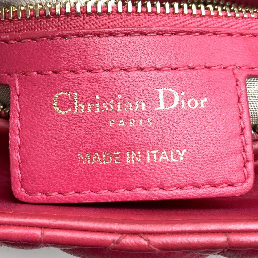 Dior Lady Dior Medium 2-Way Shoulder Bag/Handbag Leather Pink Pre-owned