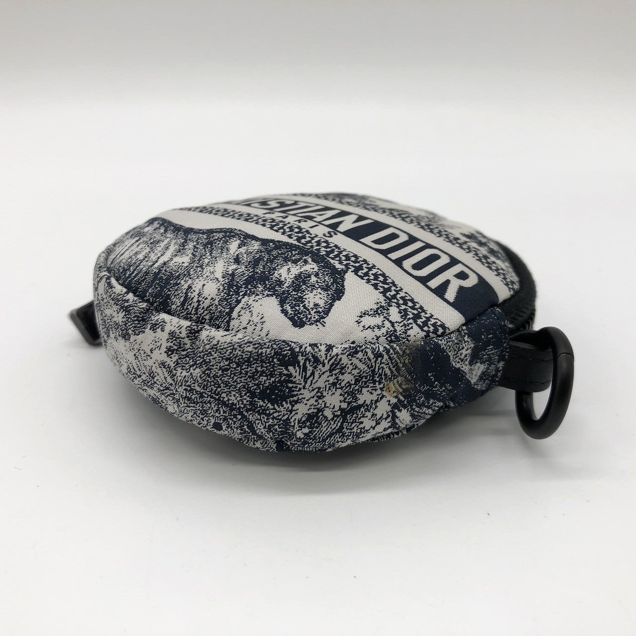 Christian Dior coin case in white/blue with tiger print on fabric PRE-OWNED