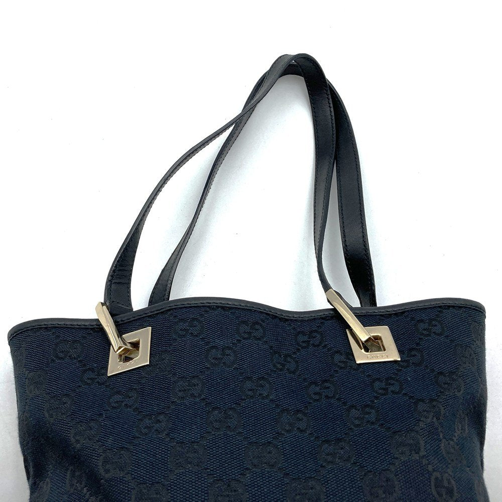 Gucci 002 1099 Small Tote Bag in Black GG Canvas/Leather, High-End Brand PRE-OWNED