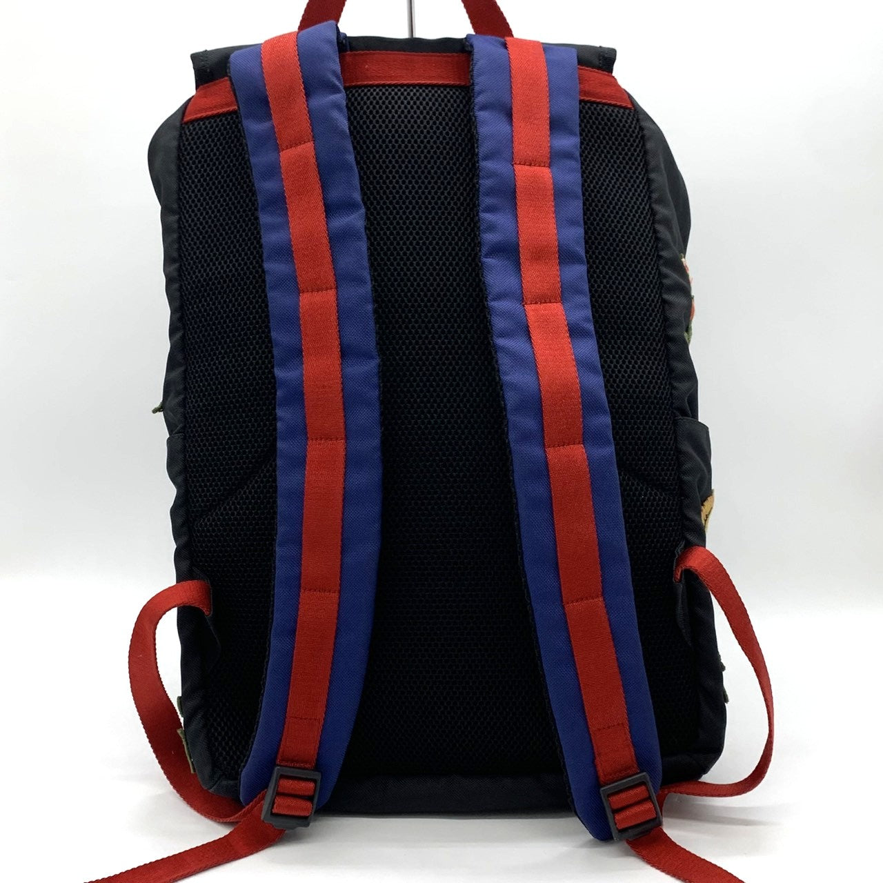 Gucci 450982 Embroidered Backpack/Daypack Nylon Black Pre-owned