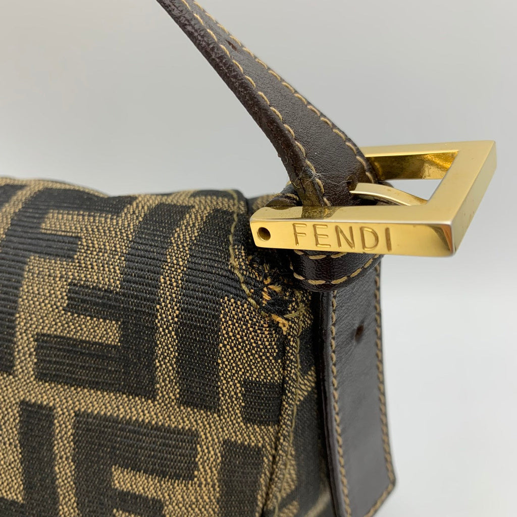 Fendi Mamma Bucket handbag in brown nylon Zucca with gold hardware PRE-OWNED