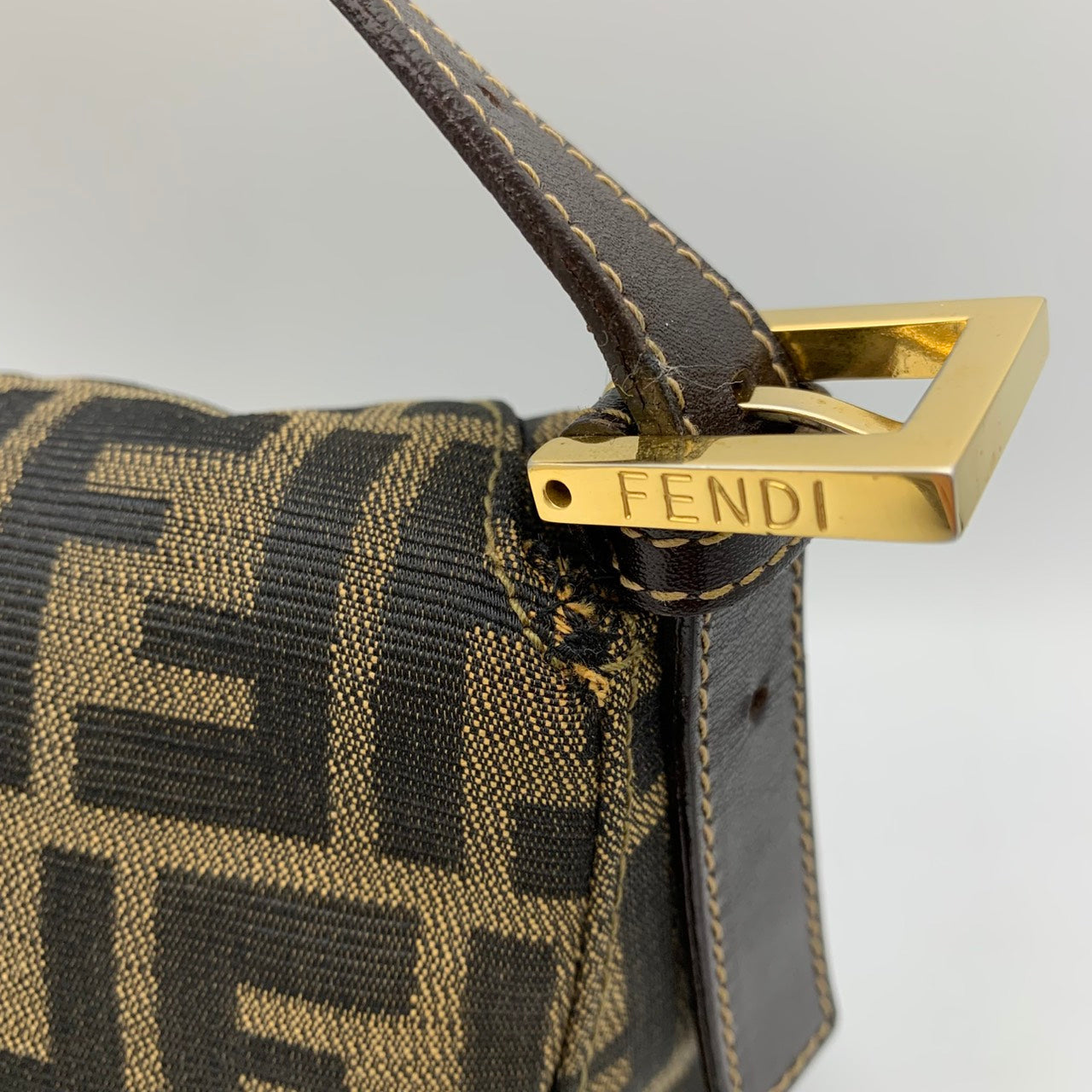 Fendi Mamma Bucket handbag in brown nylon Zucca with gold hardware PRE-OWNED