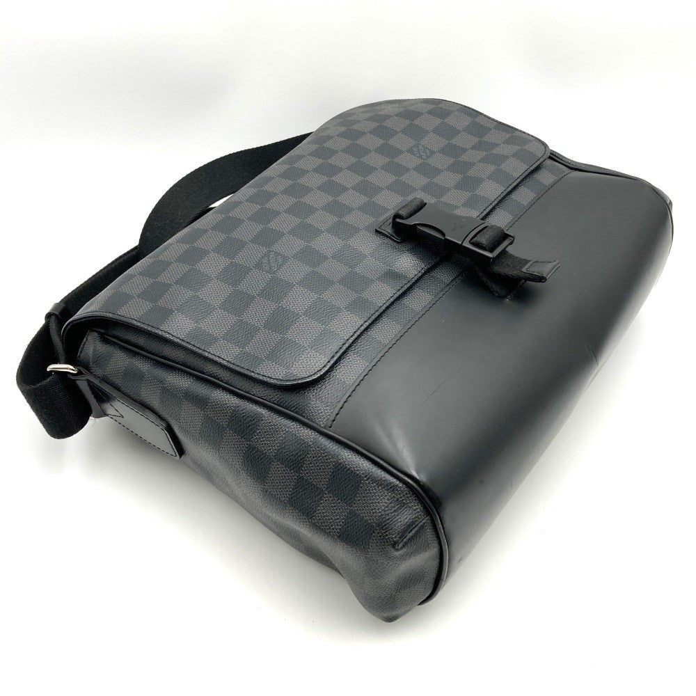 Louis Vuitton N41458 Messenger MM Crossbody Shoulder Bag Damier Graphite PVC/Leather Black Pre-owned