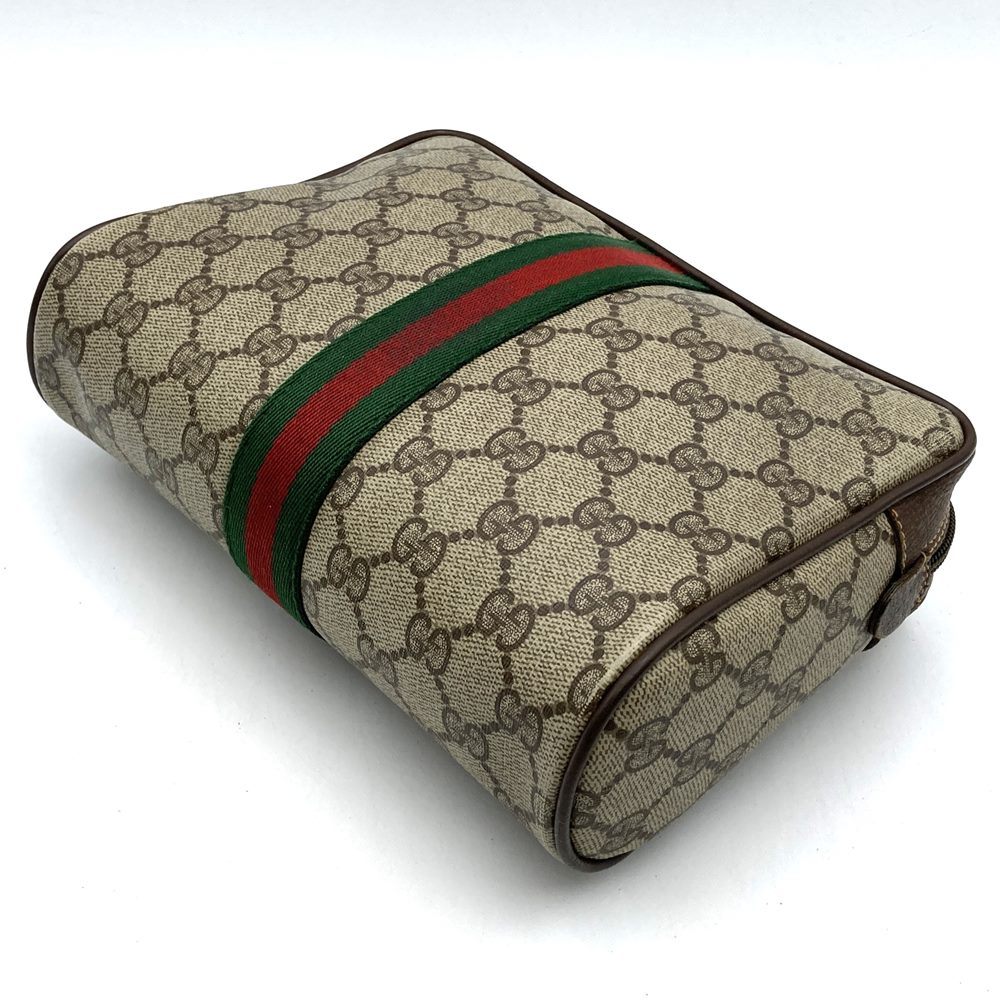 Old Gucci 156 01 012 Clutch Bag/Second Bag Sherry Line GG Supreme Canvas Beige PRE-OWNED