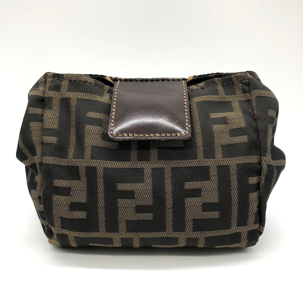 Fendi  Zucca 2241-26539-098 Pouch Khaki/Brown Nylon/Leather PRE-OWNED