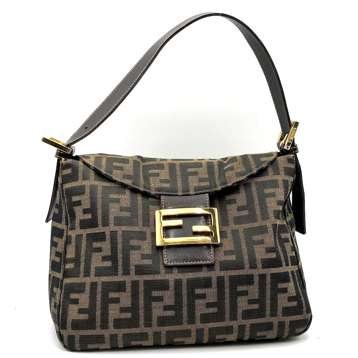 Fendi Mamma Bucket handbag in brown nylon Zucca with gold hardware PRE-OWNED