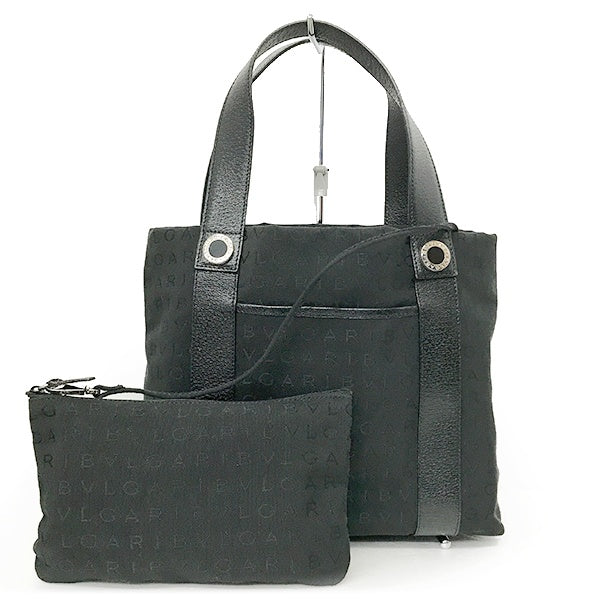 Bvlgari Handbag/Tote Bag Canvas/Leather Black Pre-owned