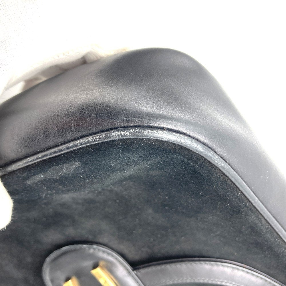 Gucci Horseshoe Shoulder Bag Suede/Leather Black Pre-owned
