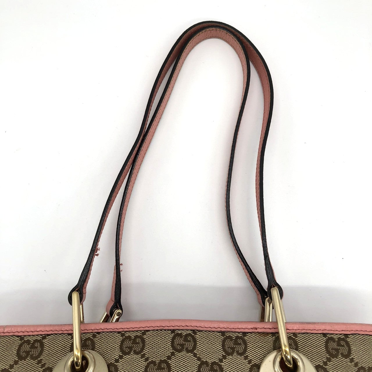 Gucci 120840 Tote Bag in Beige/Pink GG Canvas/Leather PRE-OWNED