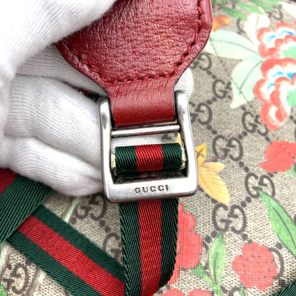 Gucci 427042 Tian Backpack/Daypack GG Supreme Canvas/Leather Multicolor Pre-owned