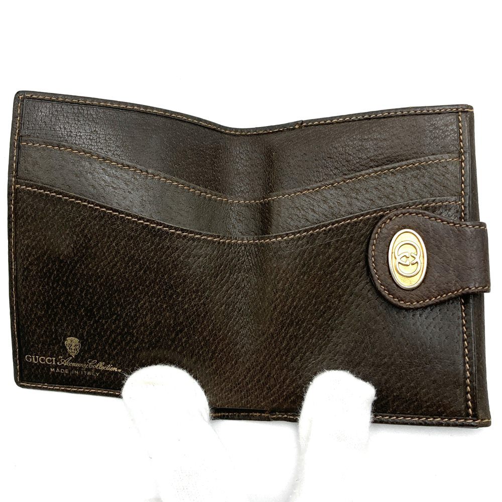 Gucci Sherry Line Bi-fold Wallet GG Supreme Canvas/Leather Brown Pre-owned