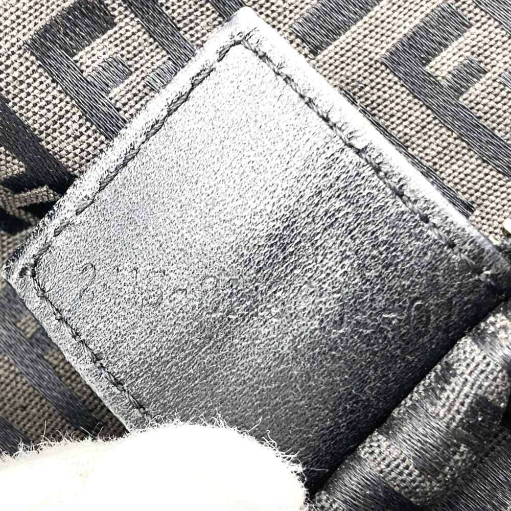 Fendi Zucchino Mini Bag Handbag Canvas Leather Brown Black PRE-OWNED