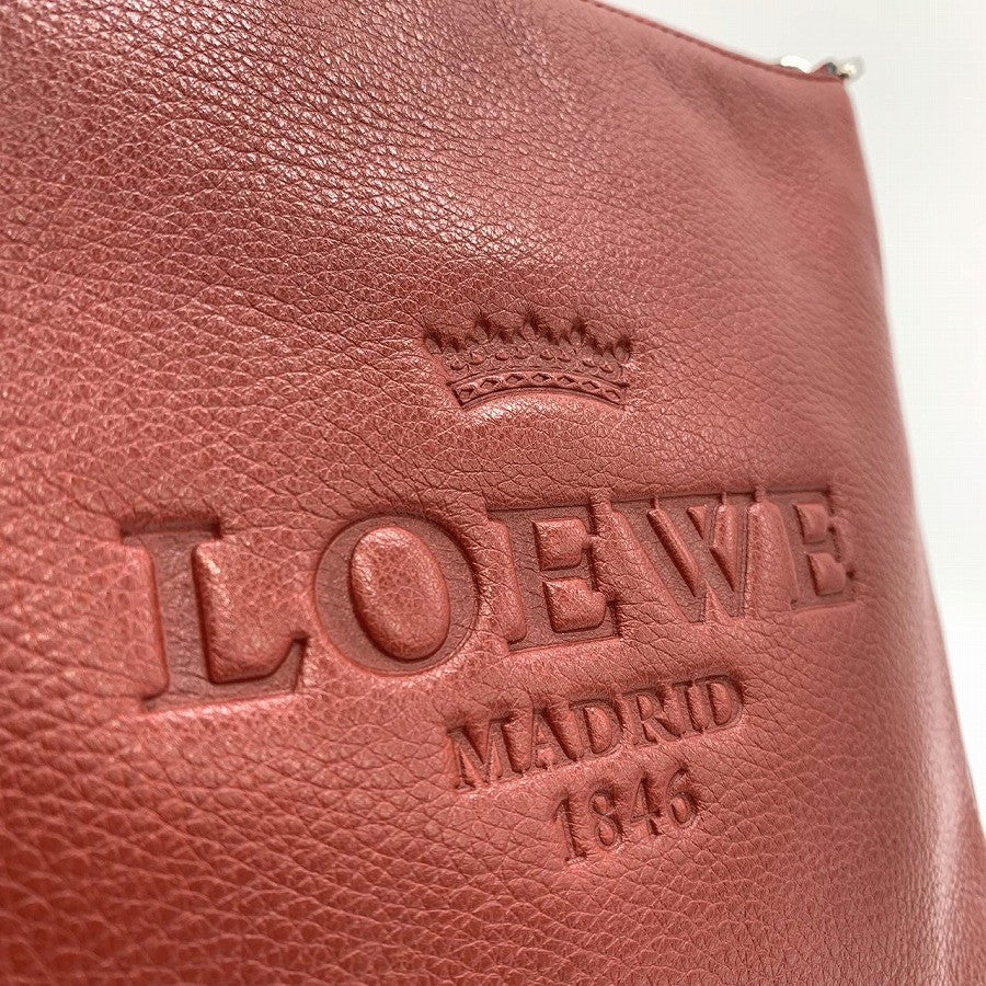 LOEWE Slim Shoulder Bag Heritage Leather Red 061005 PRE-OWNED