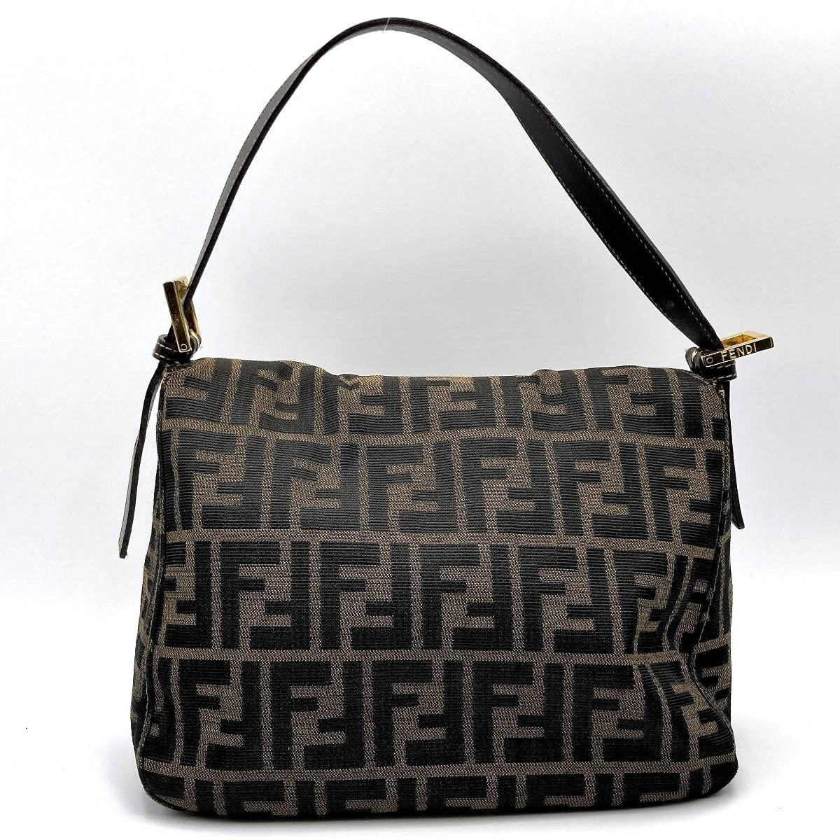 Fendi Mamma Bucket handbag in brown nylon Zucca with gold hardware PRE-OWNED