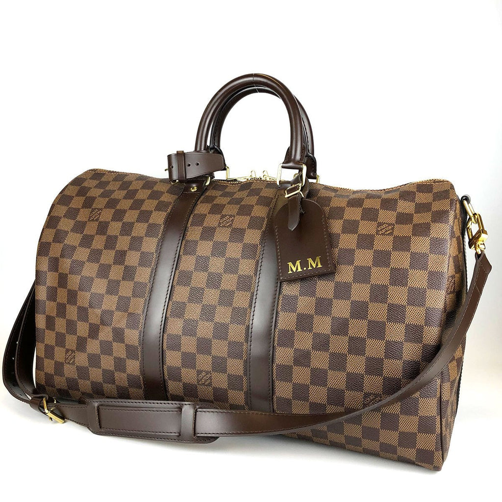 Louis Vuitton Keepall Bandouliere 45 N41428 Boston/Shoulder Bag, 2-Way, Damier Canvas/Leather, Damier Ebene Brown, Travel Bag, Unisex, Women's/Men's PRE-OWNED