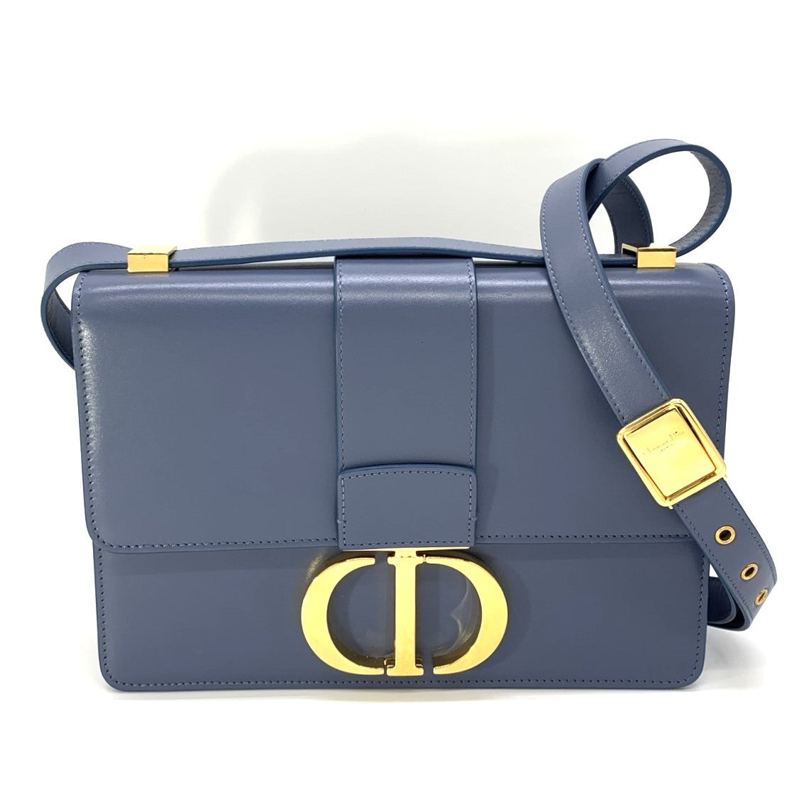 Christian Dior 30 Montaigne Crossbody Shoulder Bag Leather Blue Pre-owned