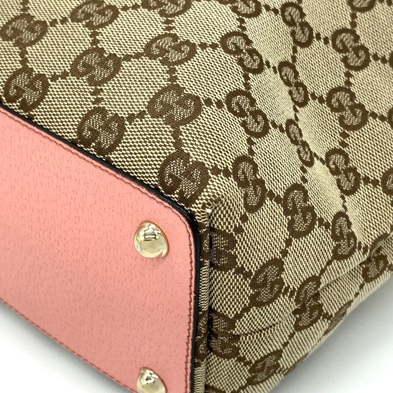 Gucci 120840 Tote Bag in Beige/Pink GG Canvas/Leather PRE-OWNED