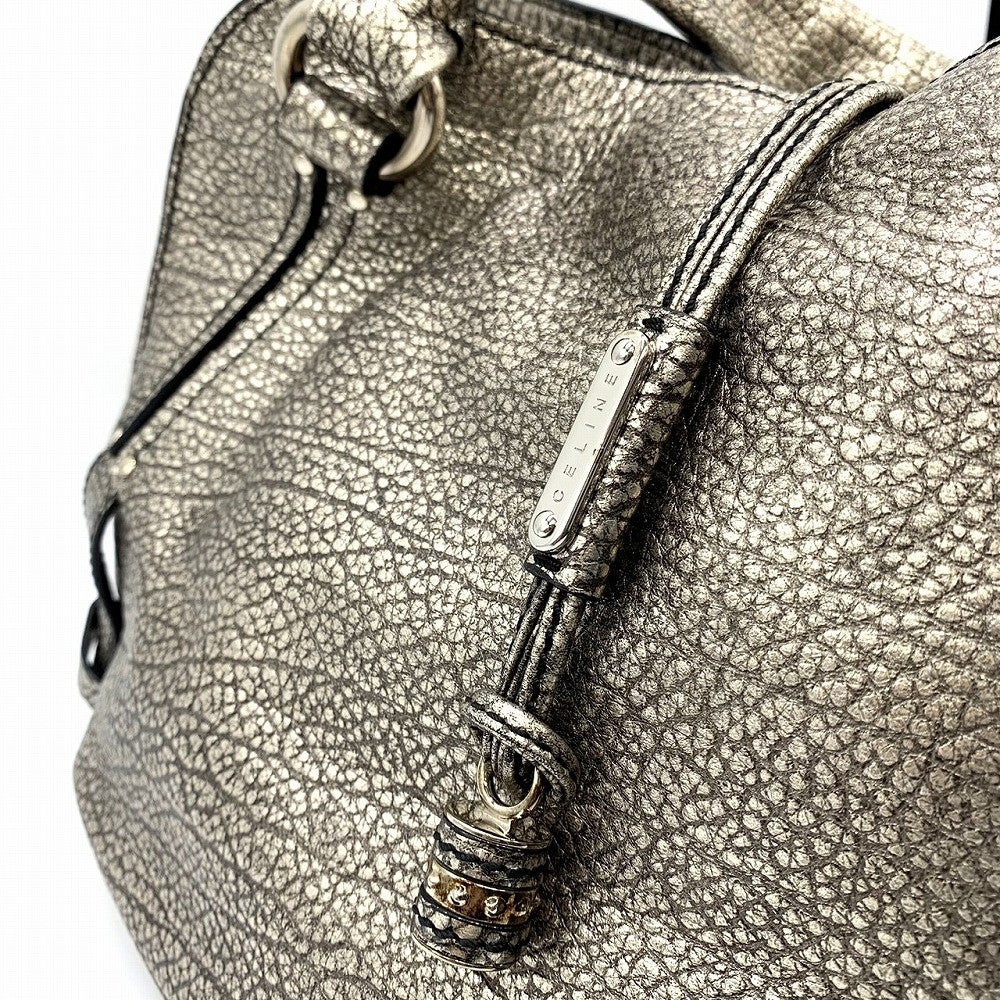 Celine Bittersweet Handbag in Silver Metallic Leather (160663) PRE-OWNED