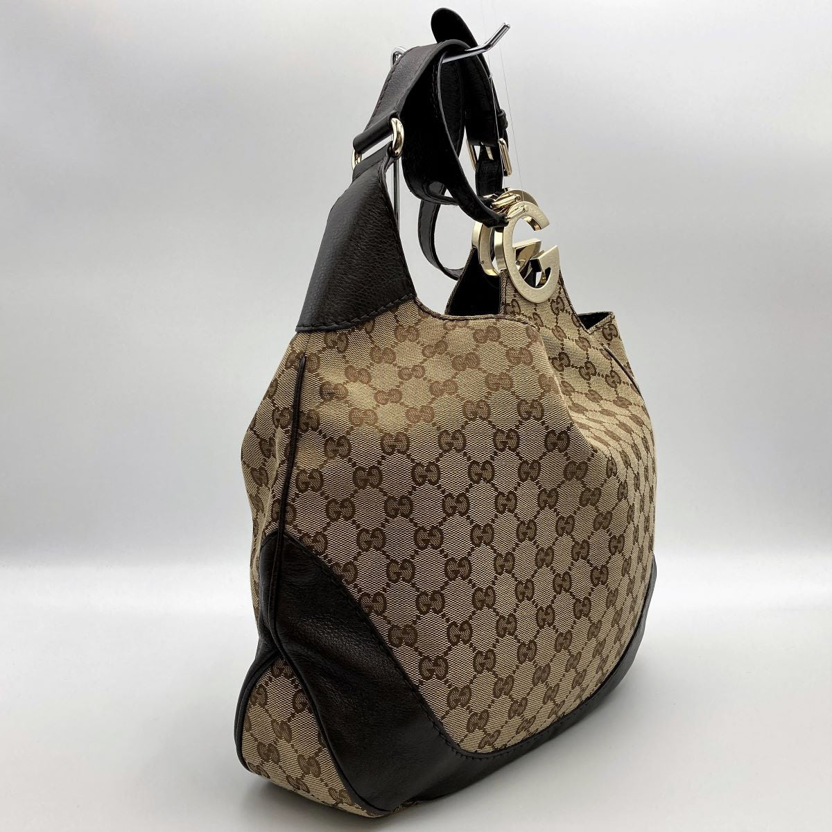 Gucci 203503 Charlotte Shoulder Bag in GG Canvas and Leather, Brown PRE-OWNED