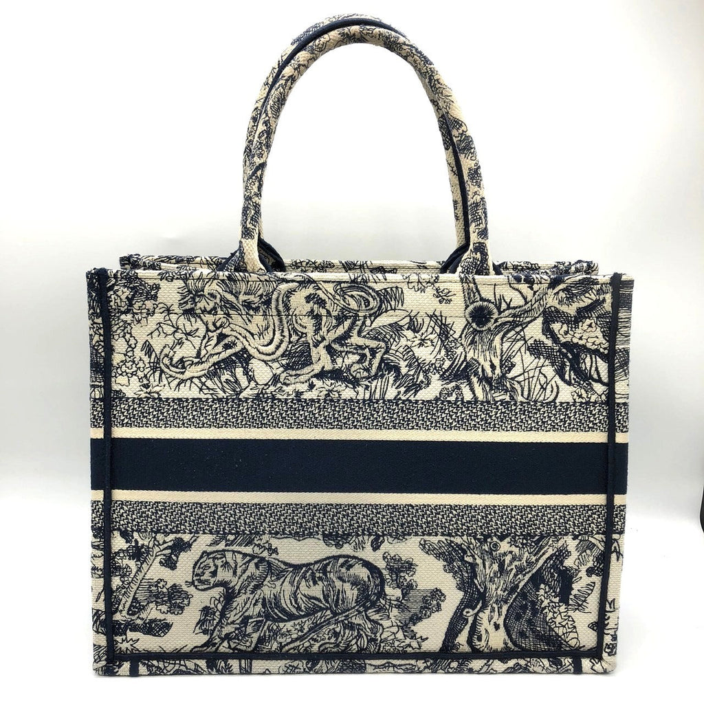 Christian Dior Book Tote Medium Toile de Jouy Sauvage Tote Bag Canvas Navy Pre-owned