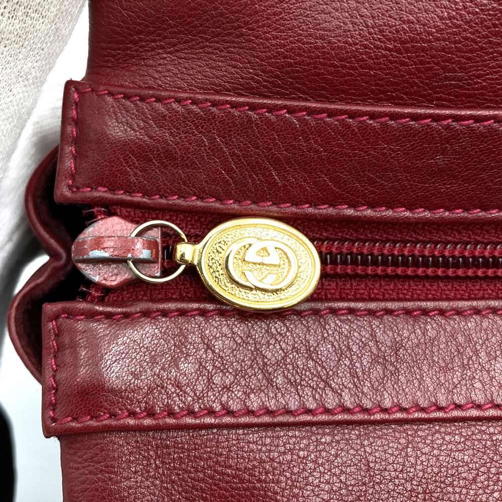 Old Gucci 004 110 0259 Clutch Bag Leather Wine Red PRE-OWNED