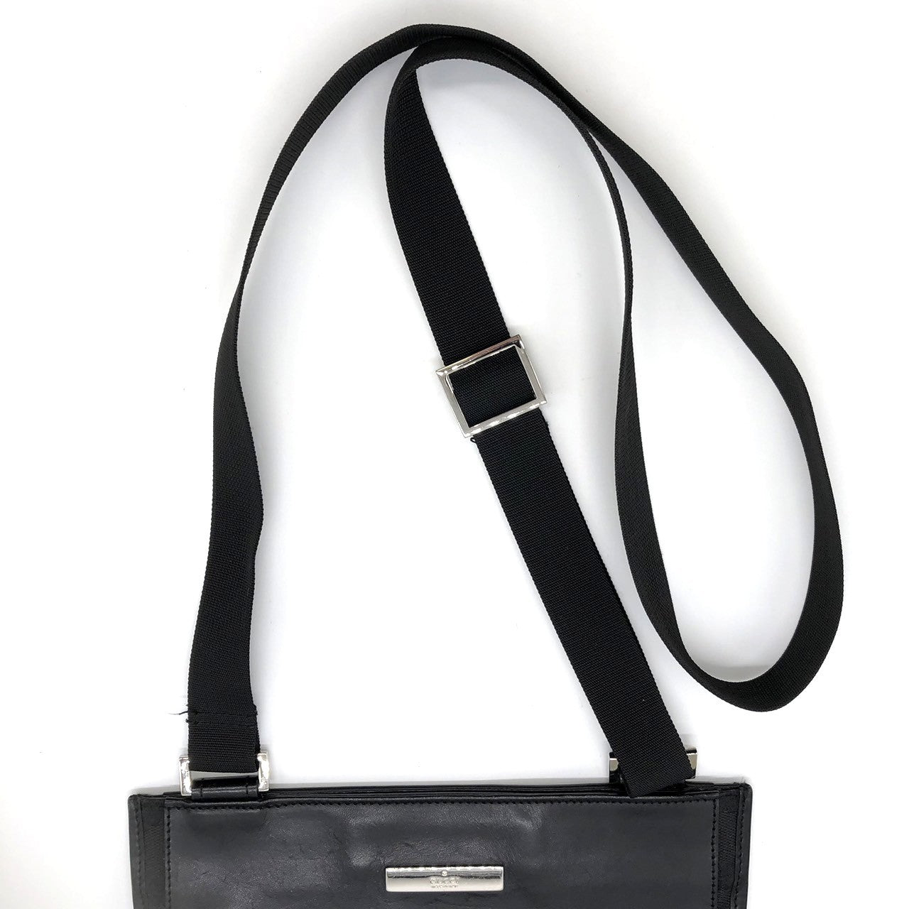 Gucci 27639 Slim Shoulder Bag, Crossbody, Black GG Canvas/Leather PRE-OWNED