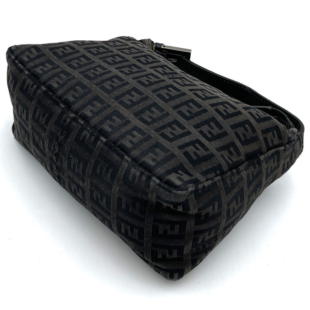 Fendi Zucchino Mini Bag Handbag Canvas Leather Brown Black PRE-OWNED