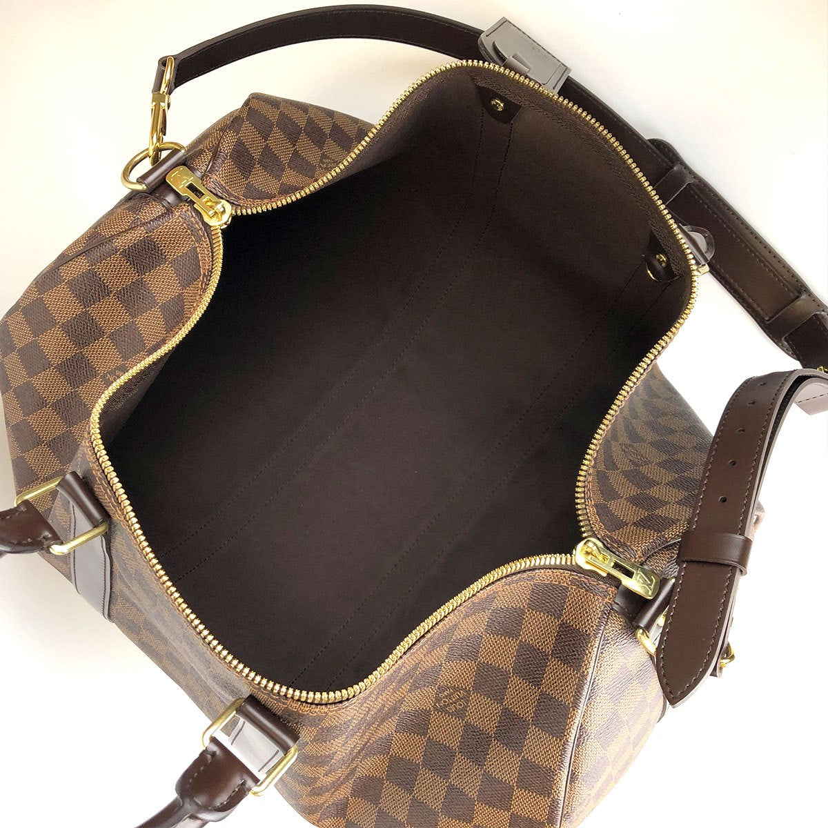 Louis Vuitton Keepall Bandouliere 45 N41428 Boston/Shoulder Bag, 2-Way, Damier Canvas/Leather, Damier Ebene Brown, Travel Bag, Unisex, Women's/Men's PRE-OWNED