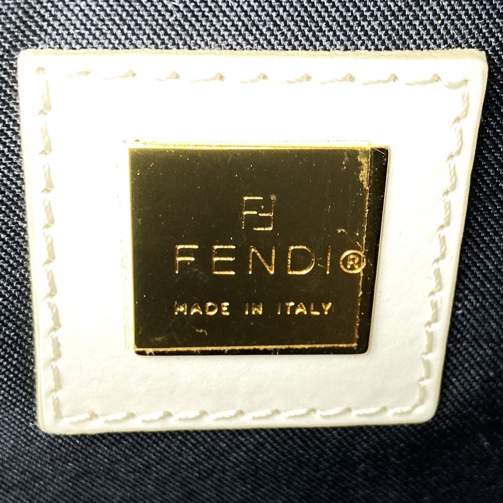 Fendi 2321 26814 Half Moon Mini Chain Crossbody/Shoulder Bag Leather Black/White Pre-owned
