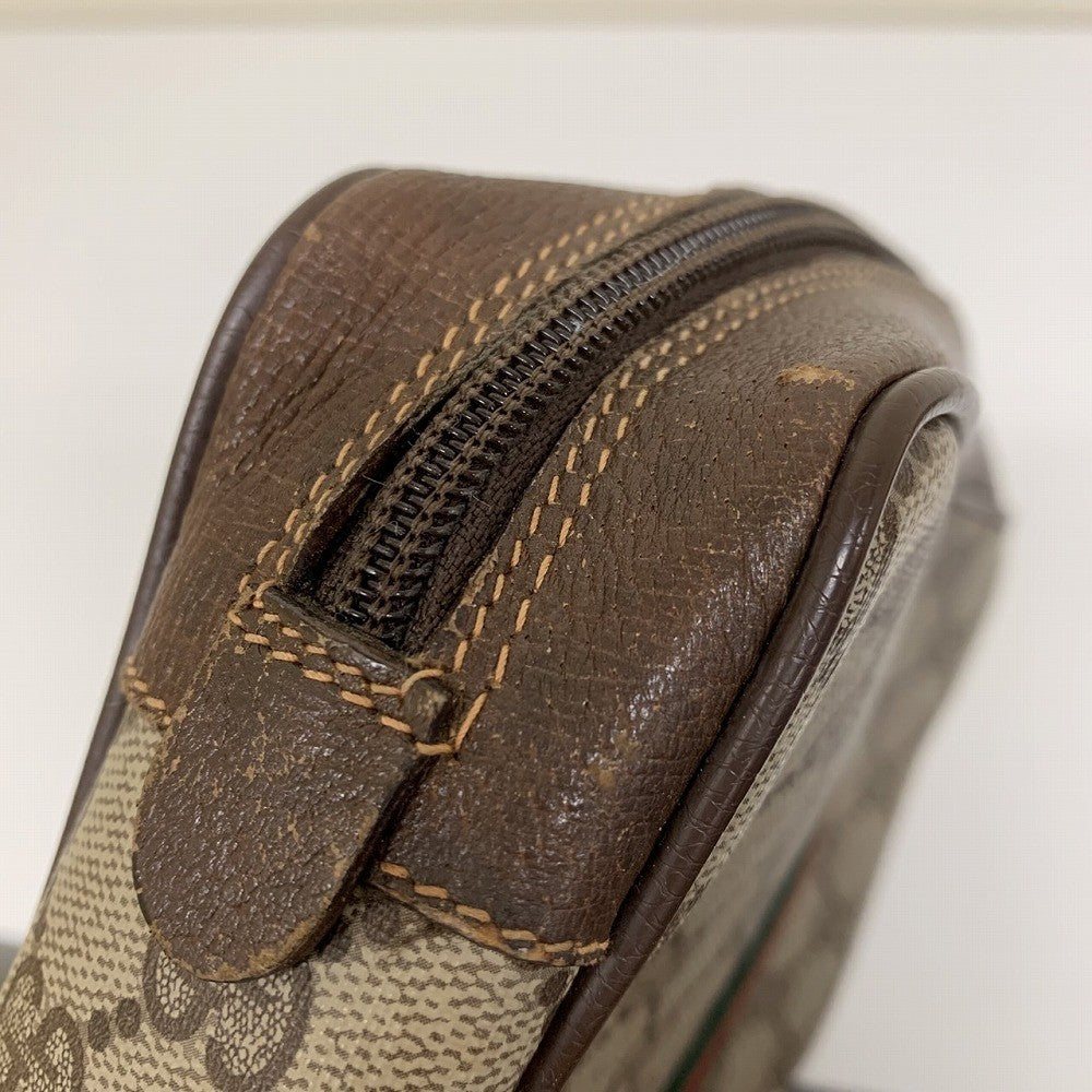 Old Gucci 156 01 012 Clutch Bag/Second Bag Sherry Line GG Supreme Canvas Beige PRE-OWNED