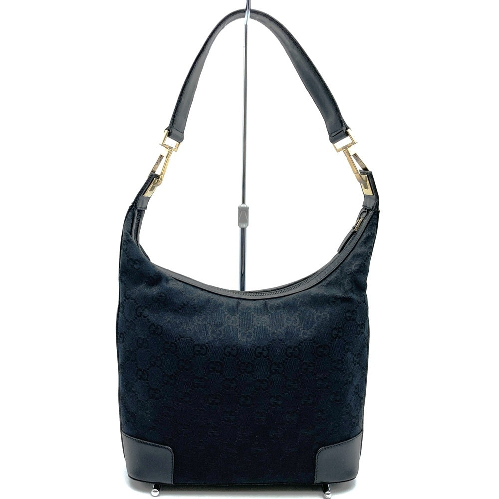 Gucci 001 4204 Shoulder Bag/Handbag in Black GG Canvas/Leather PRE-OWNED