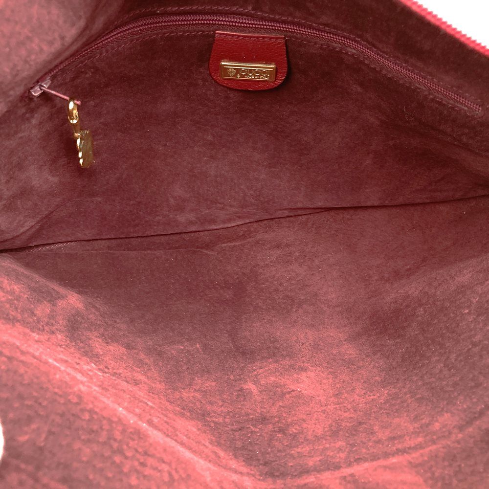 Old Gucci 004 110 0259 Clutch Bag Leather Wine Red PRE-OWNED