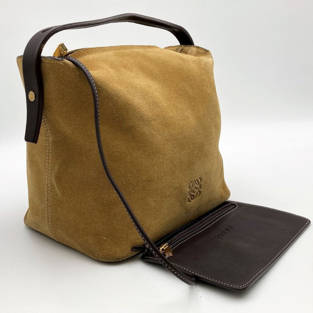 Loewe Handbag Suede Beige Pre-owned